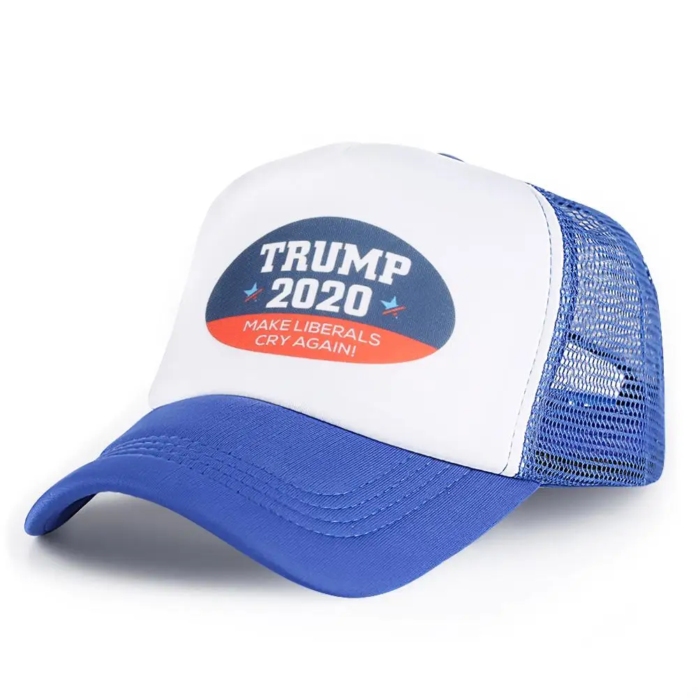 

Blue Mesh Caps Trump 2020 Let Liberals Cry Again Print Baseball Cap Breathable Cotton Mesh Hats Outdoor Sports High Quality Hat
