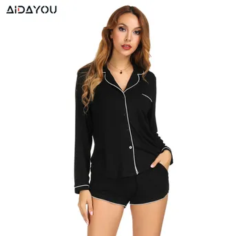 

Long Sleeve Pajama Suit Sexy Homewear Sleepwear Nightgrown Sexy Lingerie Pajamas Set Short Bottom ouc683