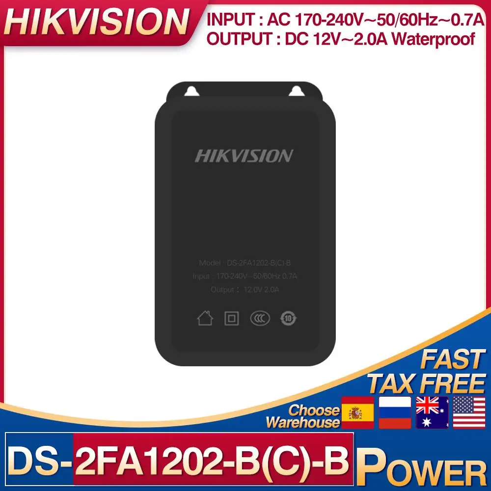 Hikvision DS-2FA1202-B(C)-B DC 12V Power AC 170-220V in DC 12V 2A out for CCTV