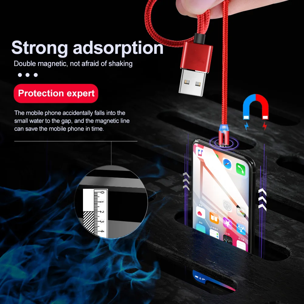 Магнитный кабель для iPhone Samsung Micro USB быстрой зарядки магнитное зарядное