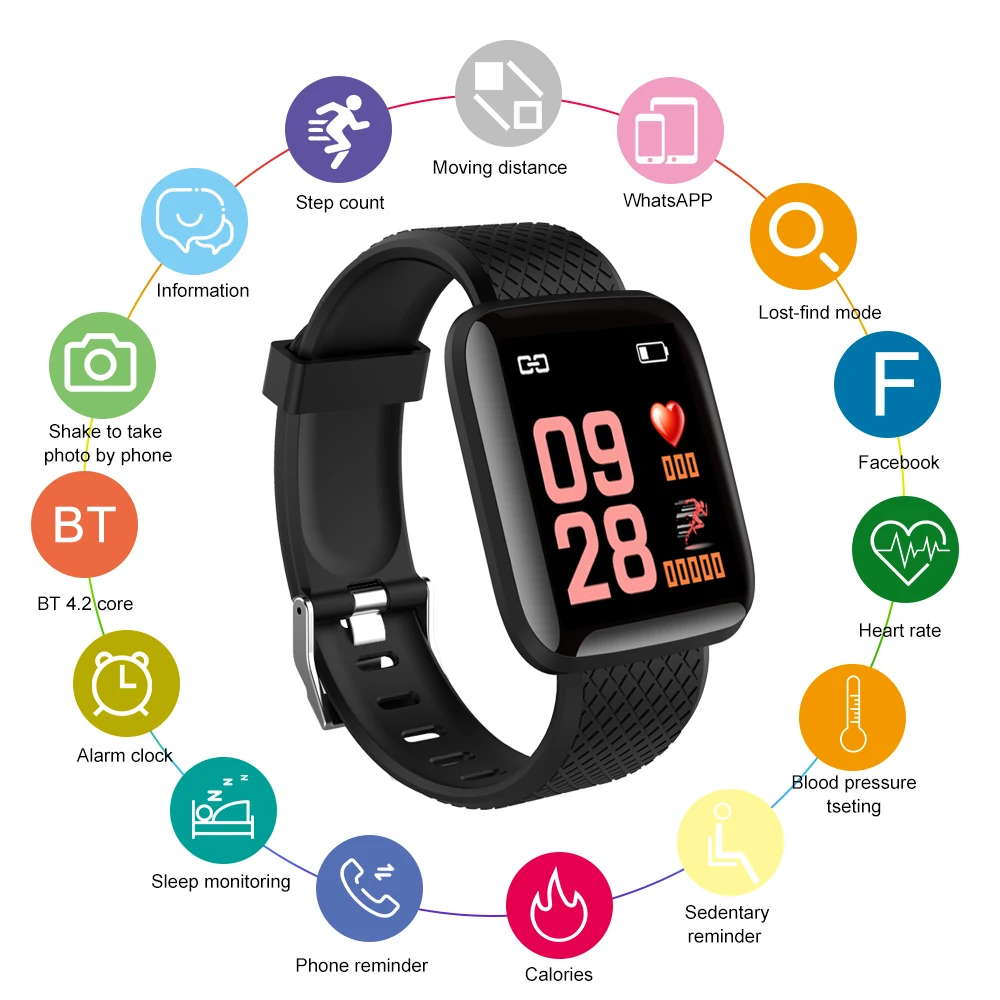 

Smartwatch Intelligent Digital Sport Smart Sport BT Watch Heart Rate Monitor Blood Pressure Fitness Tracker APP Remote Control