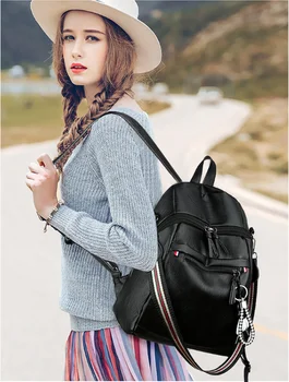 

Women's Backpack New Korean Fashion Pu Soft Leather Bag Multifunctional Outdoor Small Backpack Female Teen Girl Travel Bolsas