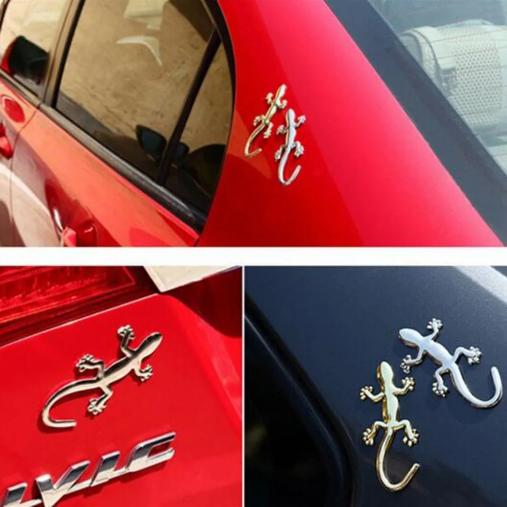 

Cool Auto Sticker - 3D Lizard Gecko - Die Cut Gold Silver Decal Bumper Sticker For Windows, Cars, Trucks, Laptops 9.5cm*4.5cm