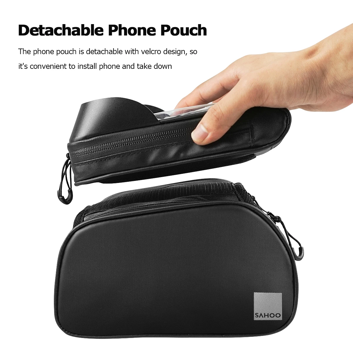 Roswheel Sahoo Touchscreen Bike Bag For 6.5in Cell Phone Bag Mountain Bike Accessories Double Pannier Front Frame Top Tube Pouch