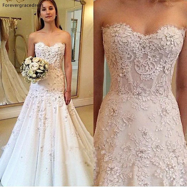 

Amazing Lace Appliques A-line Wedding Dress Vintage Backless Summer Reception Bridal Gown Custom Made Plus Size