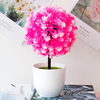 

Decorative Artificial Outdoor Ball Plant Mini Tree Pot Home Office Decors Cute