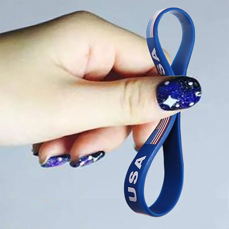 2 шт. силиконовый браслет с принтом флага США для мужчин и женщин|world bracelet|id