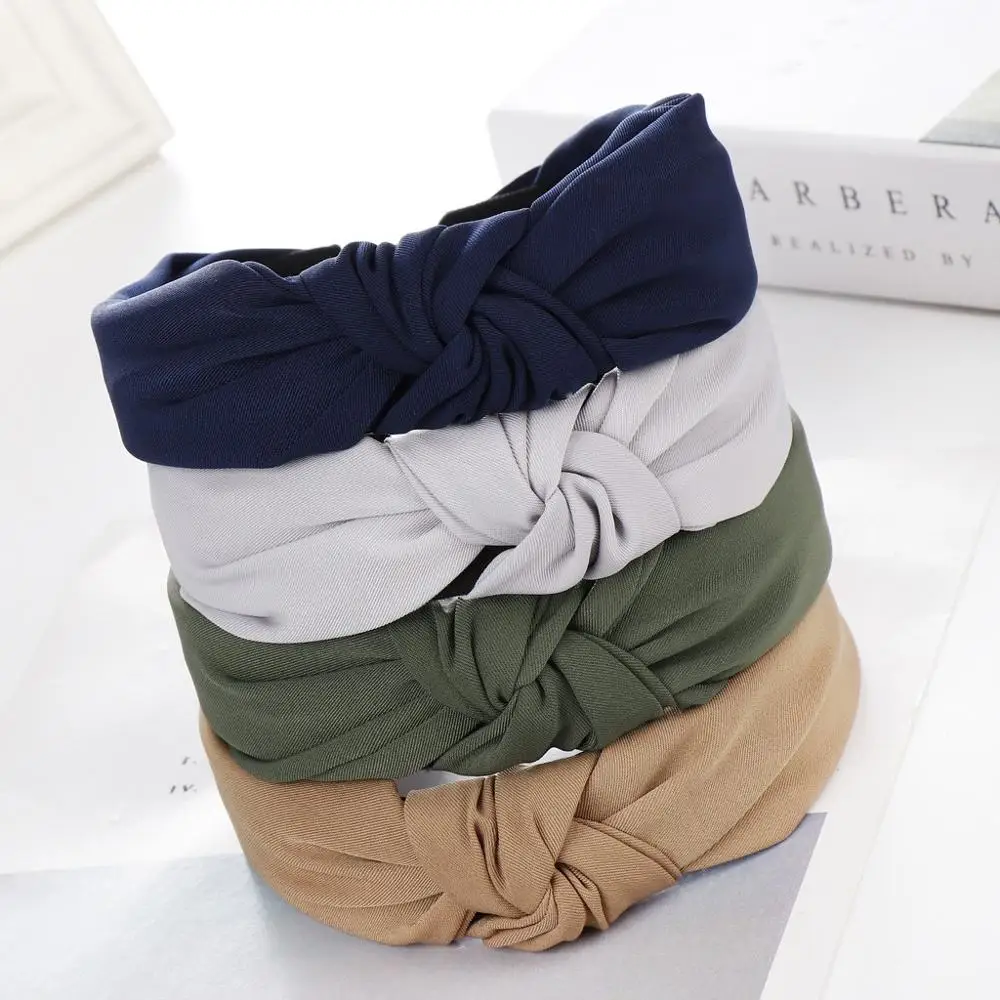 

New Womens Bow Knot Hairband Solid Color Cross Knot Women Hair Head Hoop Simple Sweet Girls Hair Headband Hair Accessories