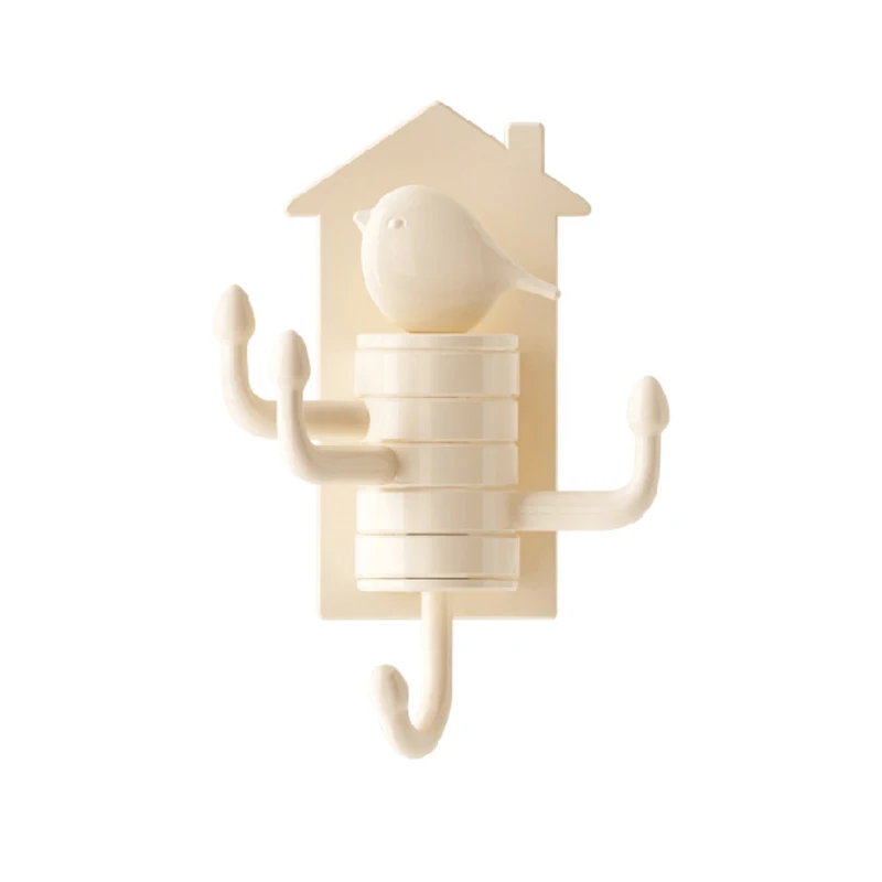 beige Кошелек крючок птица вертикальный вращающийся крюк многофункциональный крюк для домашнего ключа настенное крепление кухонный крючок для ванной комнаты клейкий крючок - Цвет: beige