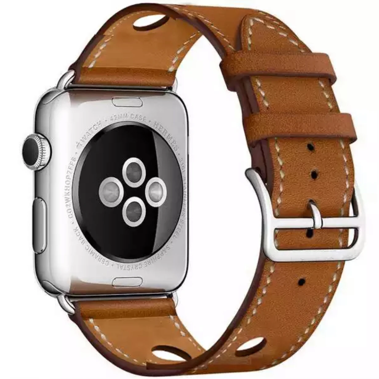 Высококачественный кожаный ремешок для Apple Watch 42 мм спортивный ремешок для IWatch 42 мм 38 мм Серия 1 и 2 и 3 ремешок для часов - Цвет ремешка: hole-brown