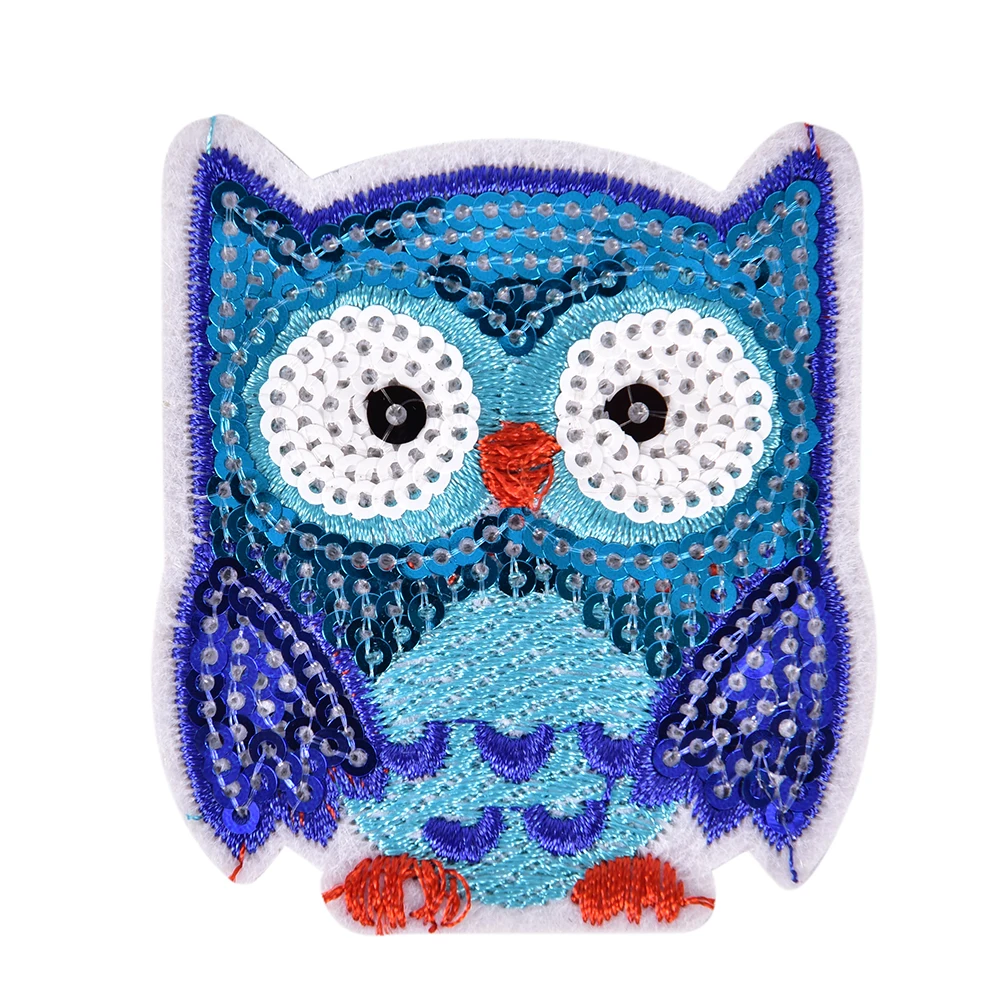 1PC  Animal Sequins Iron On Patches Sew-on Embroidered Patch Motif Applique For Clothing Sewing Tools