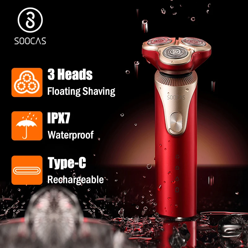 Shaver Trimmer Shaving-Machines Electric-Razor Beard-Type-C Rechargeable Soocas S3 IPX7