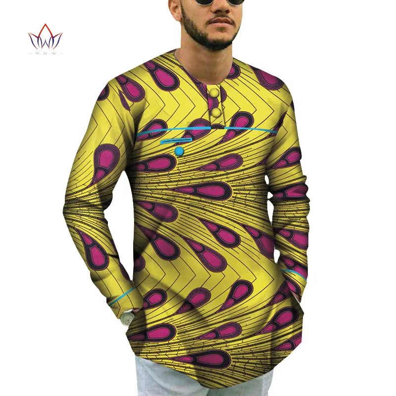 Cotton Men Short Sleeve Top Tees African Clothes Bazin Riche African Design Clothing Casual Mens Print Top Shirts WYN791 - Цвет: 2