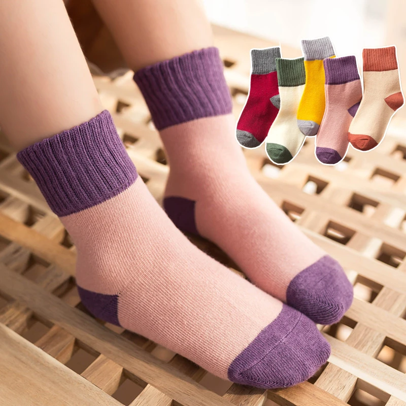 1 шт./5 пар, Детские хлопковые носки на осень, зиму и весну, носки для студентов, нескользящие носки-тапочки, цветной носок для мальчиков и девочек - Цвет: 2
