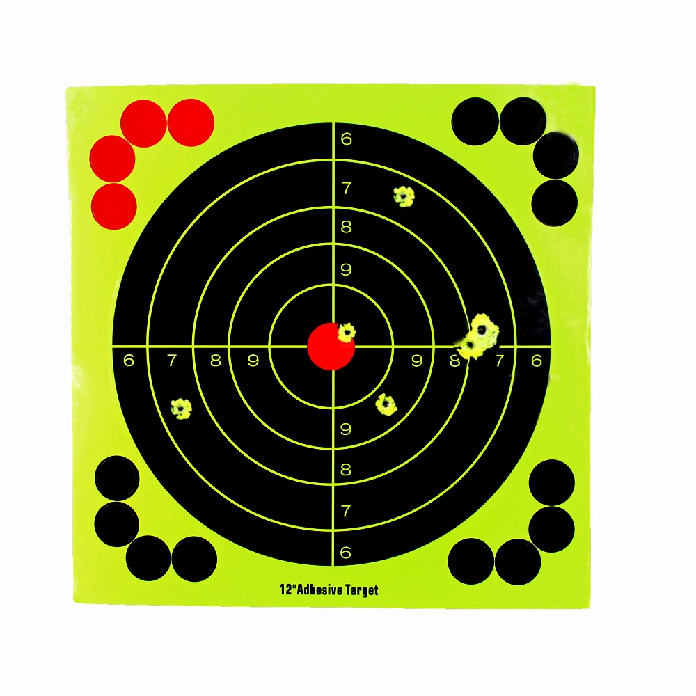 Shooting Targets 12 inch Adhesive Target Splatter Glow Shot Rifle Florescent Paper Target 10 Pieces