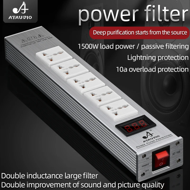 Tomada Universal de Alta Fidelidade Filtro de Energia Áudio 220v 10a Eua Plug Saída Áudio Purificador Proteção contra Raios ac - Image 6