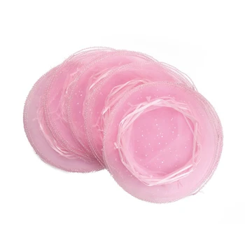 

100Pcs 26cm Round Drawstring Organza Jewelry Candy Pouch Christmas Wedding Party Favor Gift Packaging Bags (Pink)