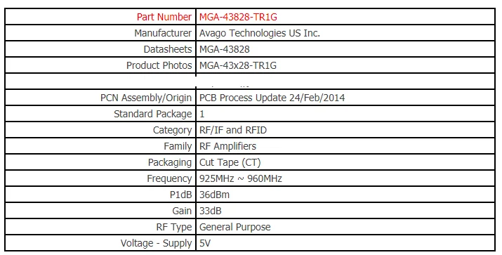 MGA-43828-TR1G, какой модуль IC PA 925-960 МГц MC0B