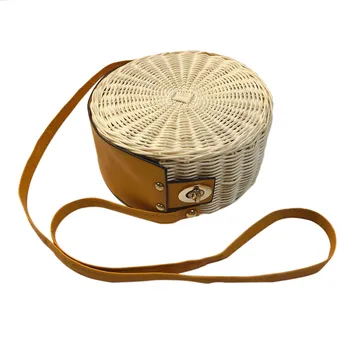 

Maison Fabre Messenger Bag Round Rattan Bag for Women Straw Bag Handwoven Beach Shoulder Purse Dropshipping Hot Sale 2019 Hot
