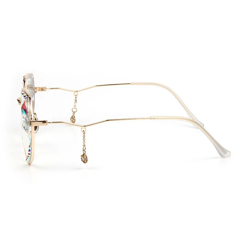 ROYAL GIRL New Fashion Flat Mirror Female Small Box Luxury Point Diamond Brand Five-pointed Star Pendant Sunglasses os036