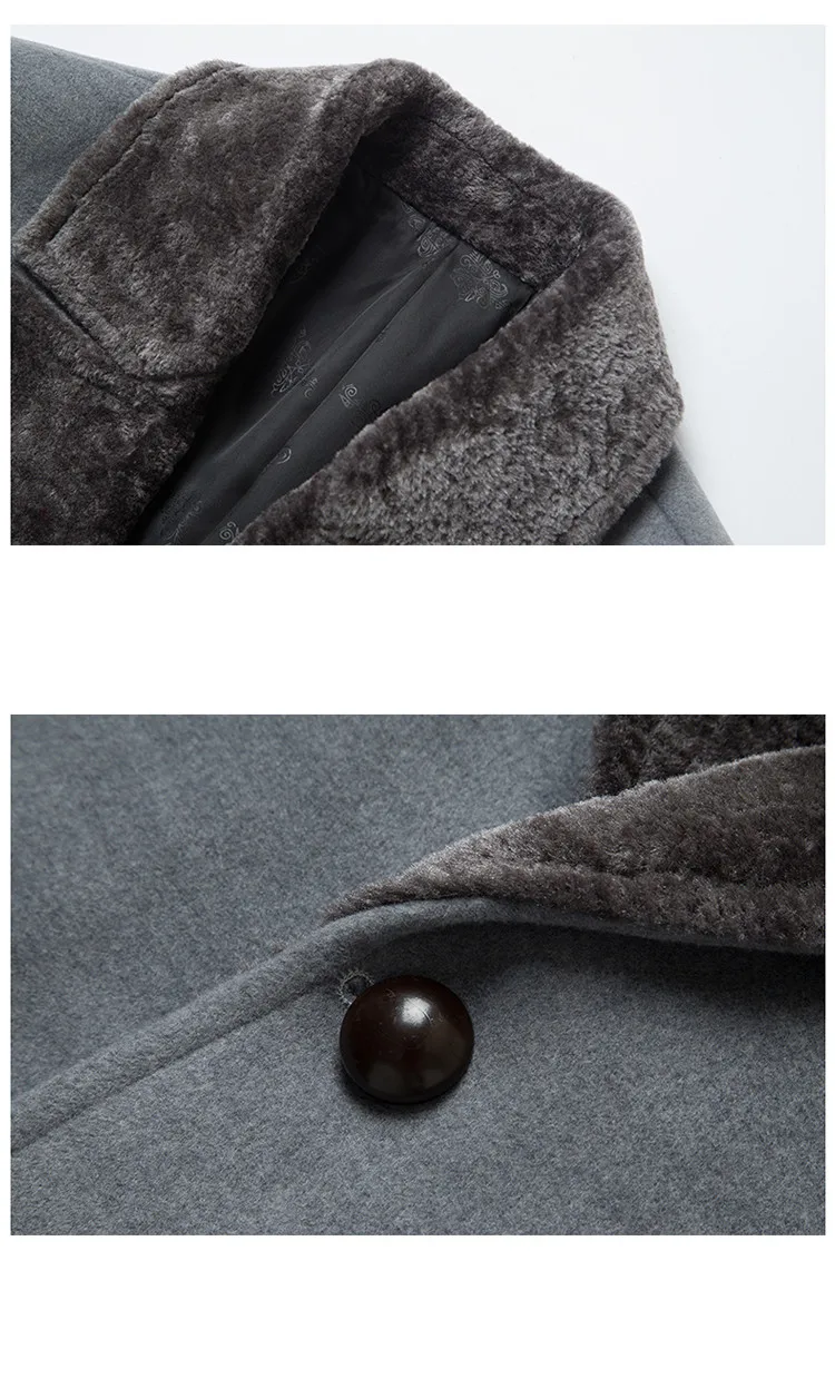 Fur collar windbreaker men's wool blend winter coat men's long section casual woolen coat men's slim warm windproof woolen coat