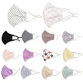 

Women Men Student 3D Cotton Mouth Mask Polka Dot Plaid Printed Replaceable PM2.5 Filter Anti Dust Washable Protective Face Cover
