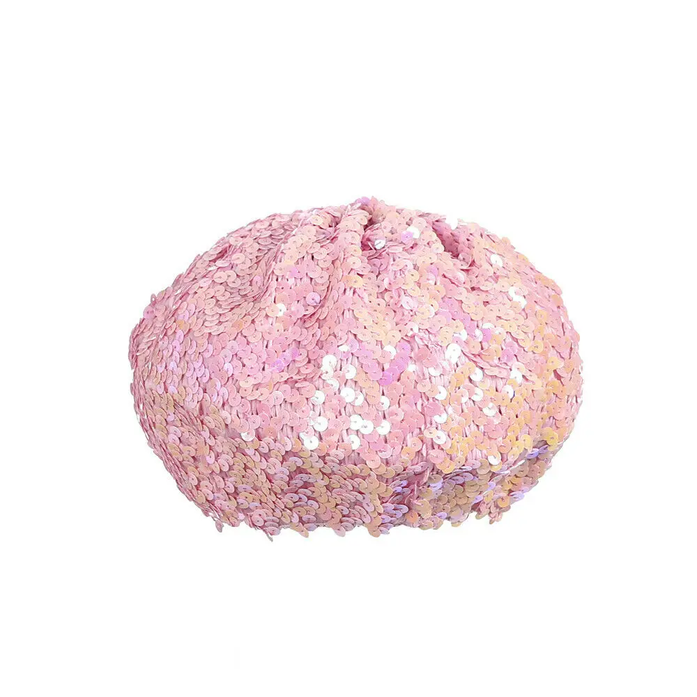 Для женщин блесток Bling cap стрейч бини металлик блестящая французская шляпа берет вечерние клубная одежда кепки танец сценическое шоу костюм украшения - Цвет: As photo shows