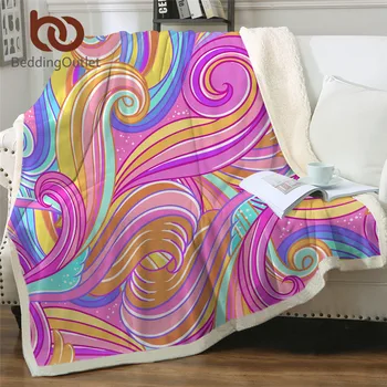 

BeddingOutlet Dreamy Clouds Bed Blanket Rainbow Falling Star Custom Blanket Magic Sherpa Blanket Girly Pink Bedding 130x150cm