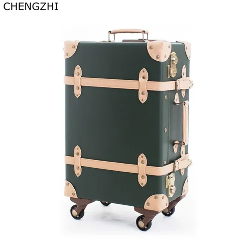 CHENGZHI 2" 24" 28 дюймов PU ретро женский чемодан на колесиках фирменный туристический чемодан на вращающихся Колесиках На Колесиках - Цвет: 3
