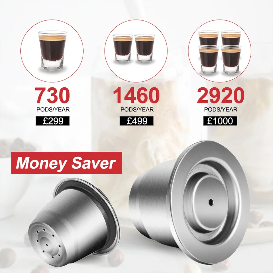 ICafilas-cápsula de café reutilizable para Nespresso, filtros de café Espresso de acero inoxidable, Essenza Mini C30 e Inissia D40 5