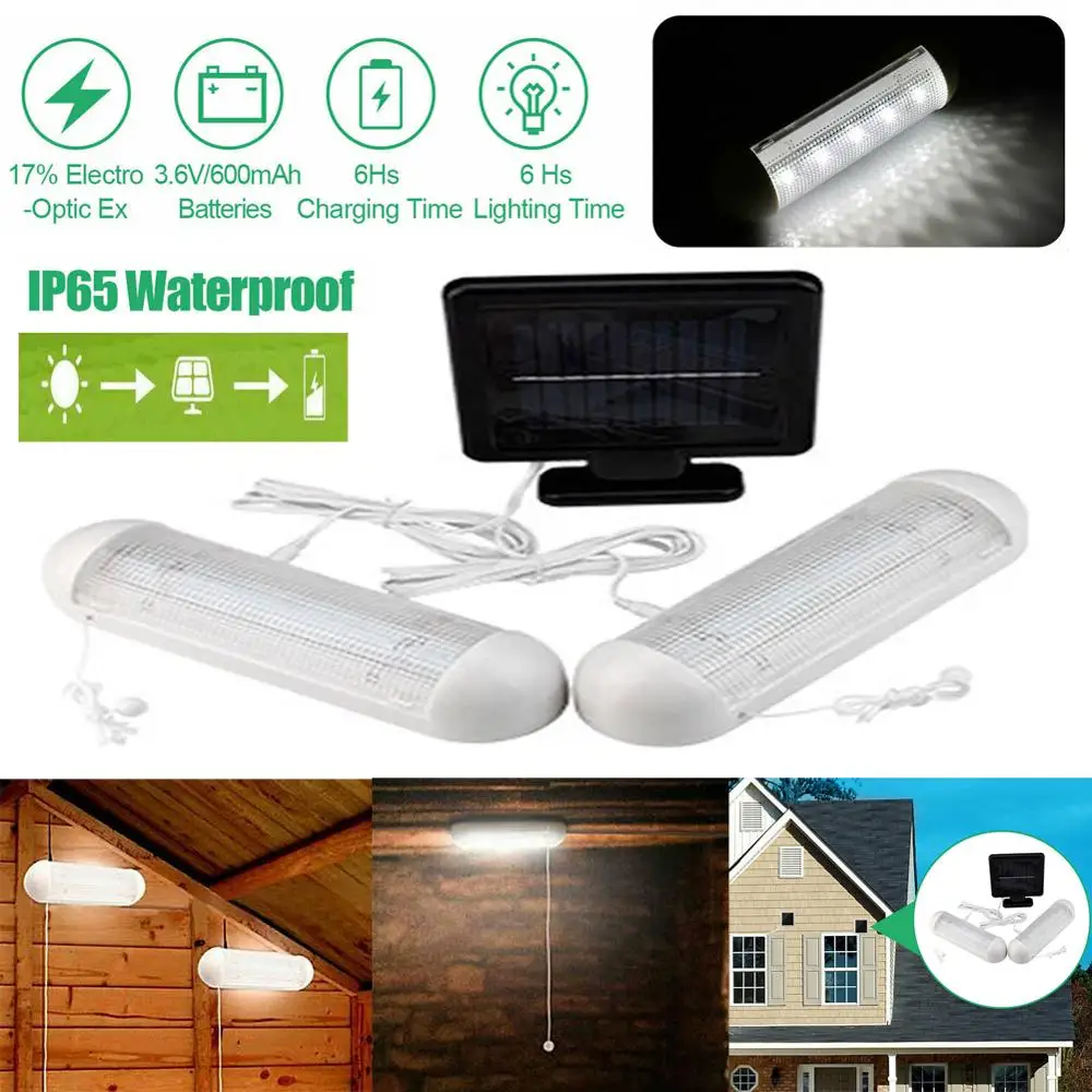 

LED Solar Shed Light Solar Powered Rechargeable Garage Light with Solar Panel for Garden Outdoor Indoor Security Greenhouse
