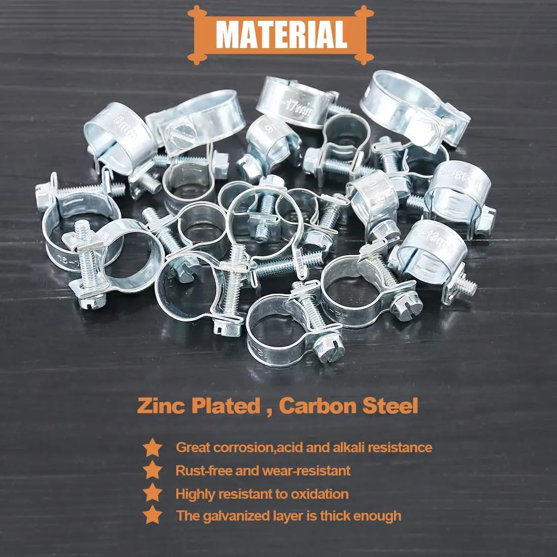 60pcs 10sizes Adjustable Zinc Plated Carbon Steel Mini Fuel Injection