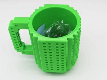 1 шт построенные кирпичные кружки типа строительные блоки кофейная чашка кружка-головоломка из блоков «сделай сам» 12 унций 350 мл кружки - Цвет: Зеленый