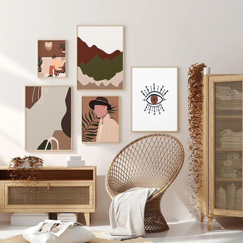 

Abstract Vintage Man Canvas Painting Nordic Mountain Posters and Prints Wall Art Pictures For Living Room Bedroom Home Decor