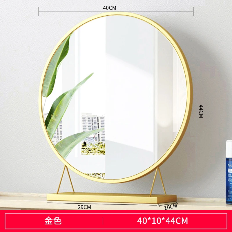 Gold-40X40 Зеркало для макияжа, светодиодный светильник, настольное косметическое зеркало в скандинавском стиле, большое туалетное зеркало, настольная подставка, настенные зеркала для ванной комнаты - Цвет: Gold-40X40