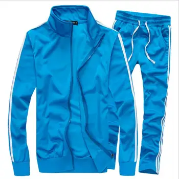 

2020 Autumn New Striped Tracksuit Men's Solid Sets Casual Sports Suit Men Sportswear Zipper Jacket Hoodie+Pants Training Suit