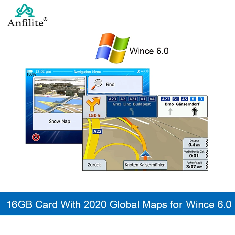 Gps Map Micro Sd Cards 16gb For Windows Ce 6.0 New Latest Map Free