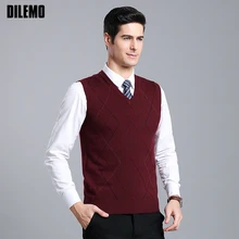 Модный брендовый свитер, мужские пуловеры, Облегающие джемперы, вязаный жилет без рукавов, Осенний v-образный вырез, корейский стиль, повседневная мужская одежда