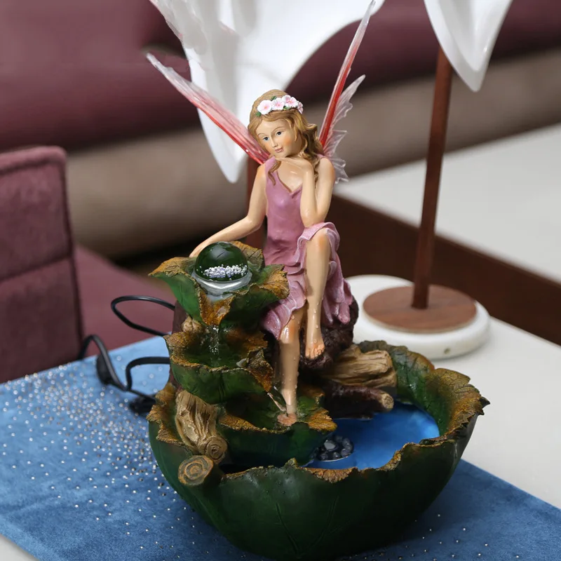 CLASSICAL ROTATING CRYSTAL BALL BEAUTY ANGEL WATER FOUNTAIN RESIN CRAFTS LIVING ROOM DECOR GIFTS L3169 | Дом и сад