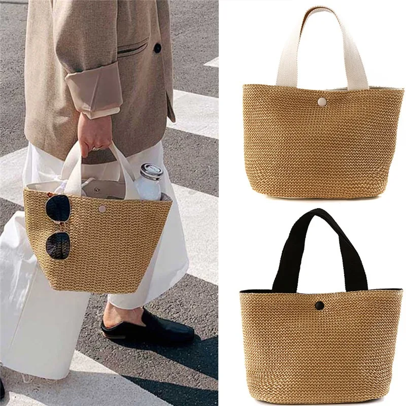 Round Straw Beach Bag Vintage Handmade Woven Shoulder Bag Raffia circle Rattan bags Bohemian Summer Vacation Casual Bags