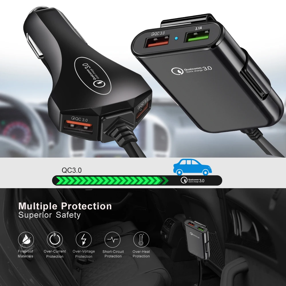 Олаф Quick Charge 3,0 4 порта автомобильное зарядное устройство QC3.0 быстрое автомобильное USB зарядное устройство для iPhone samsung Xiaomi huawei планшет адаптер для мобильного телефона
