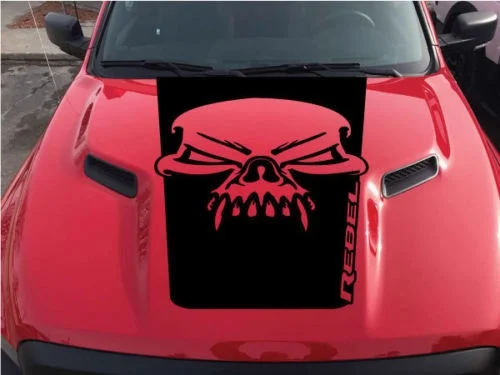 

For Dodge Ram Skull Rebel Hood Logo Truck Vinyl Decal Graphic SUV Pickup reflective