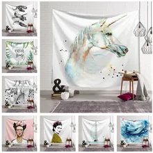 Bohemian Girlish Plant Tapestry Wall Hanging Dinosaur Bones Girl Pattern Art Carpet Sunbathing Beach Towel Blanket Home Decor