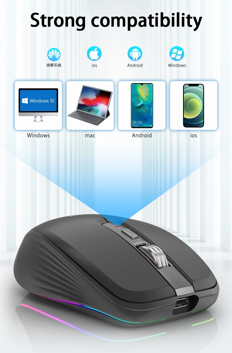 Bluetooth 5.0 Wireless Mouse Rechargeable Silent Multi Arc Touch Mice Ultra-thin Magic Mouse For Laptop Ipad Mac PC Macbook