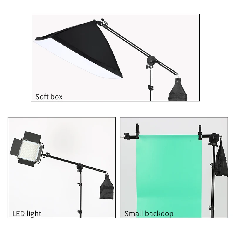 Light Stand Photographic Light Stand Rotatable Aluminum Adjustable Tripod Boom With 2m Light Stand Sandbag for Studio Photography Video