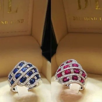 

Female Wedding Ring Luxury 925 Silver Dazzling Blue Zircon Engagement Ring for Women Vintage Bridal Wedding Band 2019 New