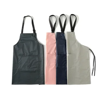 

Solid color simple waterproof apron adjustable anti-dirty kitchen men and women couple models oil-proof fume waist guard