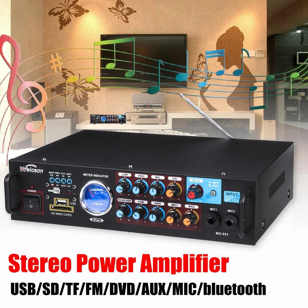 

220V 5CH bluetooth HiFi Stereo AV Surround Amplifier FM Karaoke Cinema Home Home Theater Amplifiers