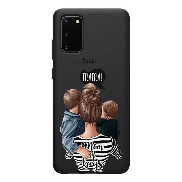 Super Mom Case for Samsung Galaxy S21 A51 S20 A50 A71 A70 A12 A21S S10 S9 S8 A52 A72 S10e Note 20 10 Plus Ultra Lite Black TPU W3603