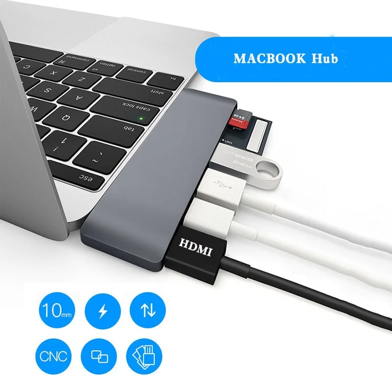 USB 3,1 type-C концентратор к HDMI адаптер 4K Thunderbolt 3 USB C мульти разветвитель концентратор 3,0 TF SD считыватель слот PD для MacBook Pro/Air